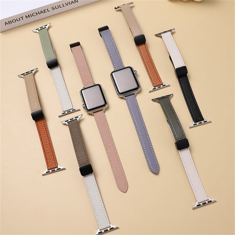 Slim Magnetic Buckle Genuine Leather Watch Band, Series 1