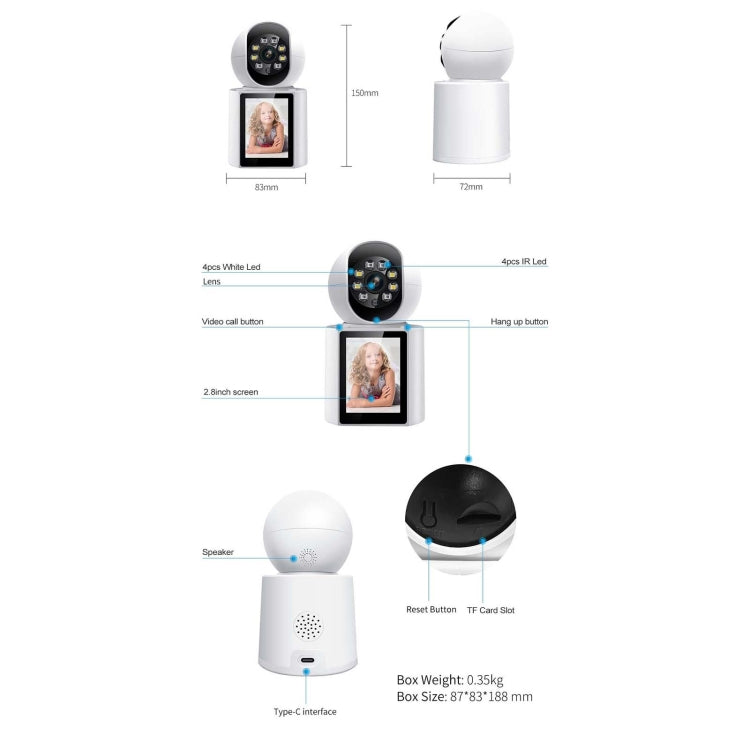 ESCAM QF104 One Click Video Call 3MP Indoor Humanoid Detection Audible Alarm Color Night Version Smart WiFi Camera Reluova