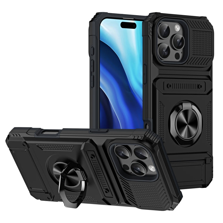 TPU+PC Shockproof Card Phone Case with Metal Ring Holder, Series 2