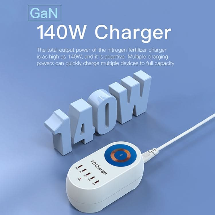 WLX-810C 140W GaN PD Multi-port Charger, Support Wireless Fast Charging