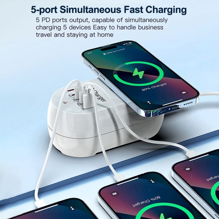 WLX-810C 140W GaN PD Multi-port Charger, Support Wireless Fast Charging