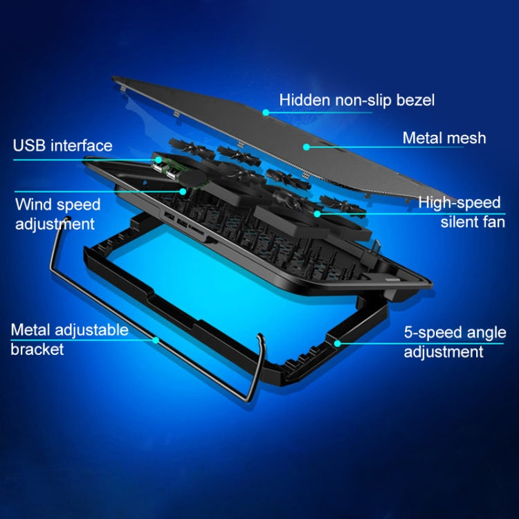 ICE COOREL Notebook Computer Base Speed Control Silent Six-fan Cooling Holder Cooling Rack, Style: Premium Edition My Store