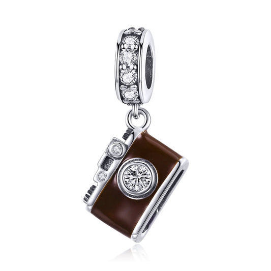 S925 Sterling Silver Retro Camera Pendant DIY Bracelet Necklace Accessories My Store