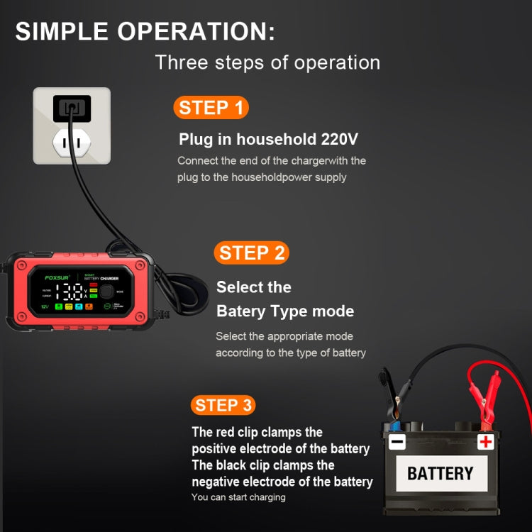 FOXSUR 7A 12V Car / Motorcycle Smart Battery Charger ÎҵÄÉ̵ê