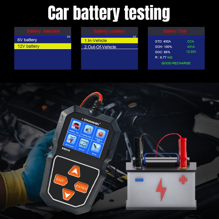 KONNWEI KW218 2.4 inch Color Screen Car Battery Tester