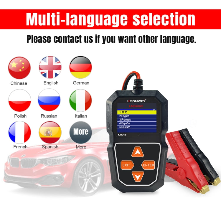 KONNWEI KW218 2.4 inch Color Screen Car Battery Tester