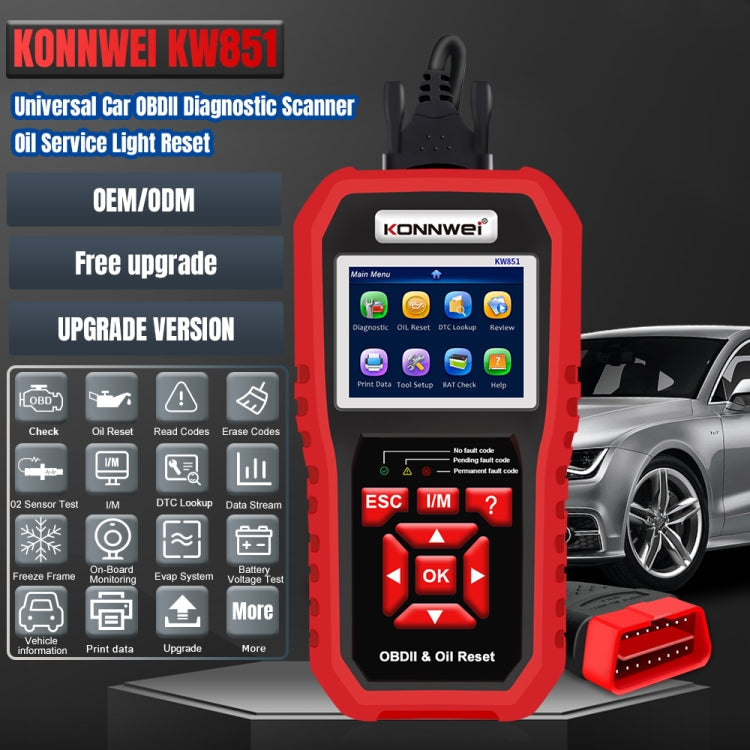 KONNWEI KW851 2 in 1 Car OBDll Scanner Diagnostic Tool Oil Service Light Reset