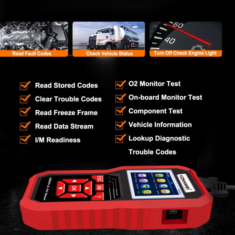 KONNWEI KW851 2 in 1 Car OBDll Scanner Diagnostic Tool Oil Service Light Reset