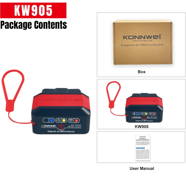 KONNWEI KW905 Bluetooth 5.0 Car OBD2 Scanner Support Android & iOS