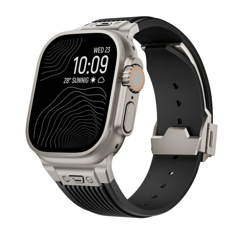 Vertical Texture Titanium Buckle Elastic Silicone Watch Band, Series 2