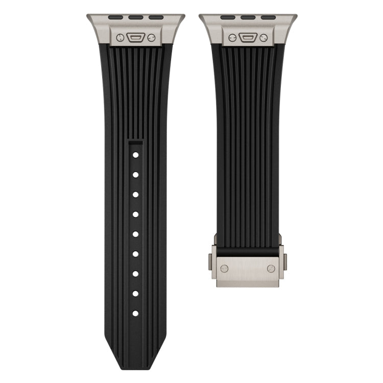 Vertical Texture Titanium Buckle Elastic Silicone Watch Band, Series 2