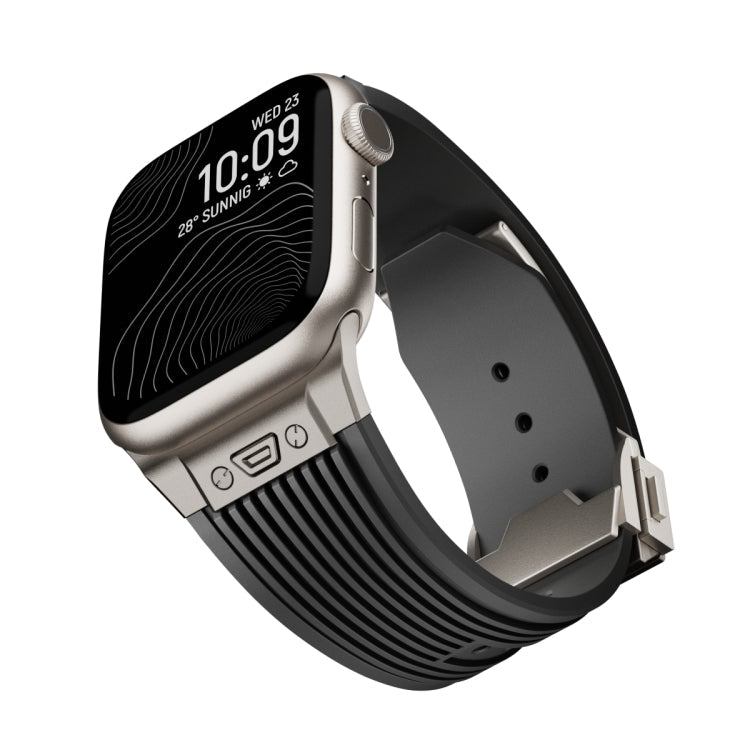 Vertical Texture Titanium Buckle Elastic Silicone Watch Band, Series 3