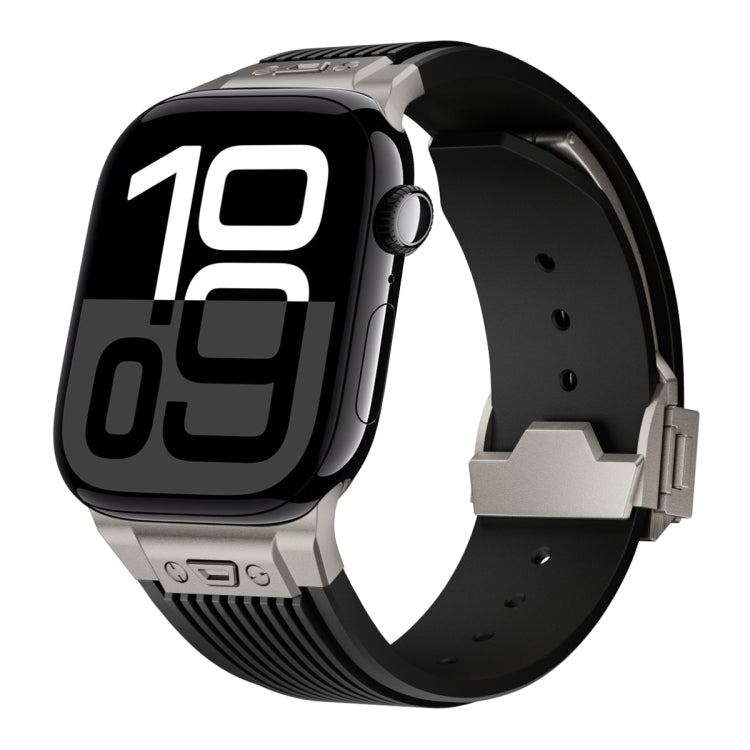 Vertical Texture Titanium Buckle Elastic Silicone Watch Band, Series 2