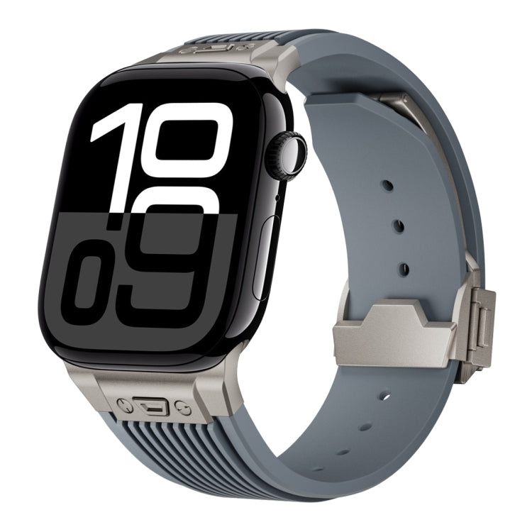 Vertical Texture Titanium Buckle Elastic Silicone Watch Band, Series 2