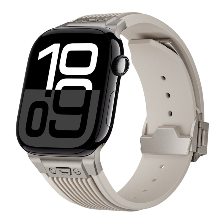 Vertical Texture Titanium Buckle Elastic Silicone Watch Band, Series 2