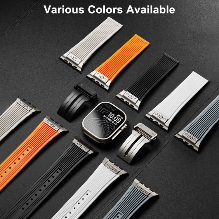 Vertical Texture Titanium Buckle Elastic Silicone Watch Band, Series 1