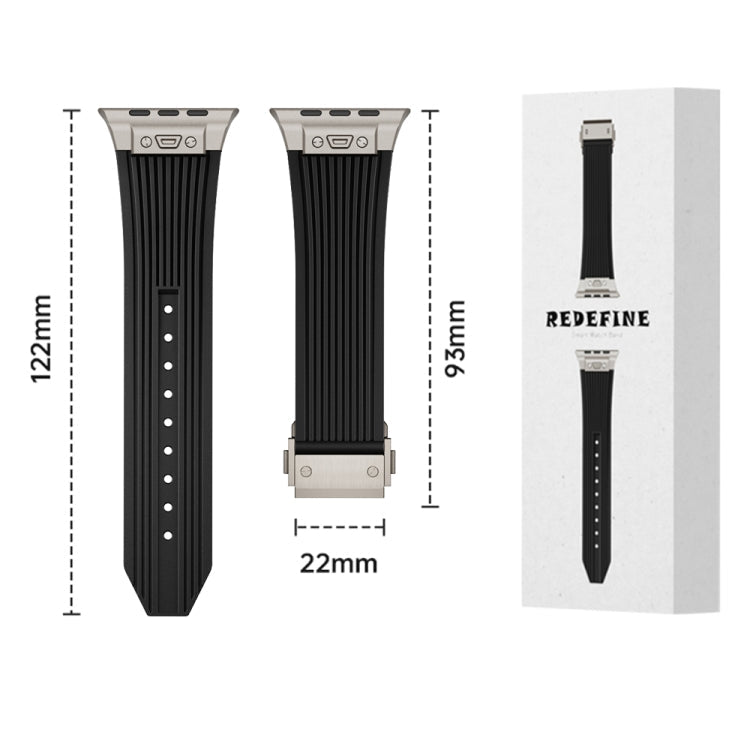 Vertical Texture Titanium Buckle Elastic Silicone Watch Band, Series 1