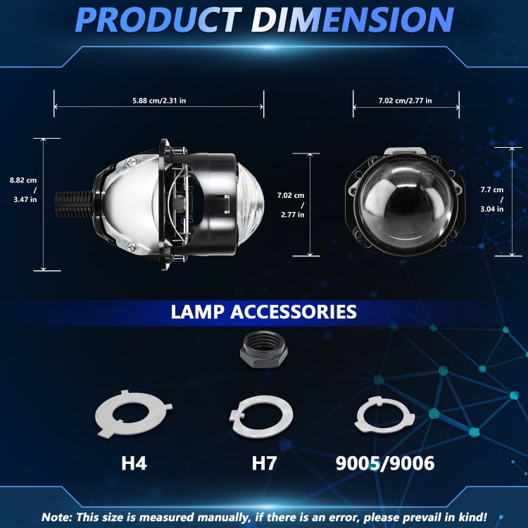 T02 1 Pair 2.5 inch Car Bifocal LED Lens Headlight, Left Driving