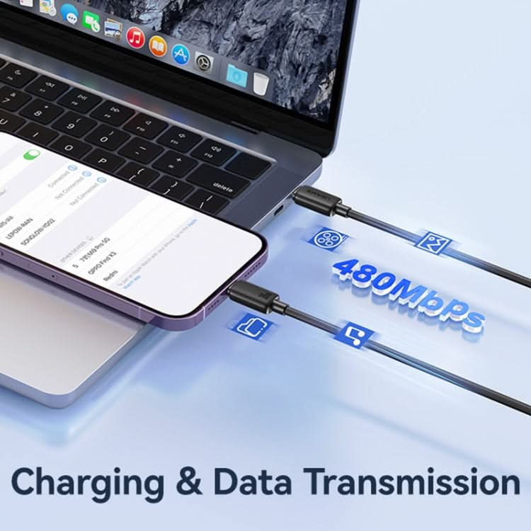 USAMS US-SJ697 USB-C / Type-C to 8 Pin 30W Striped Fast Charge Data Cable