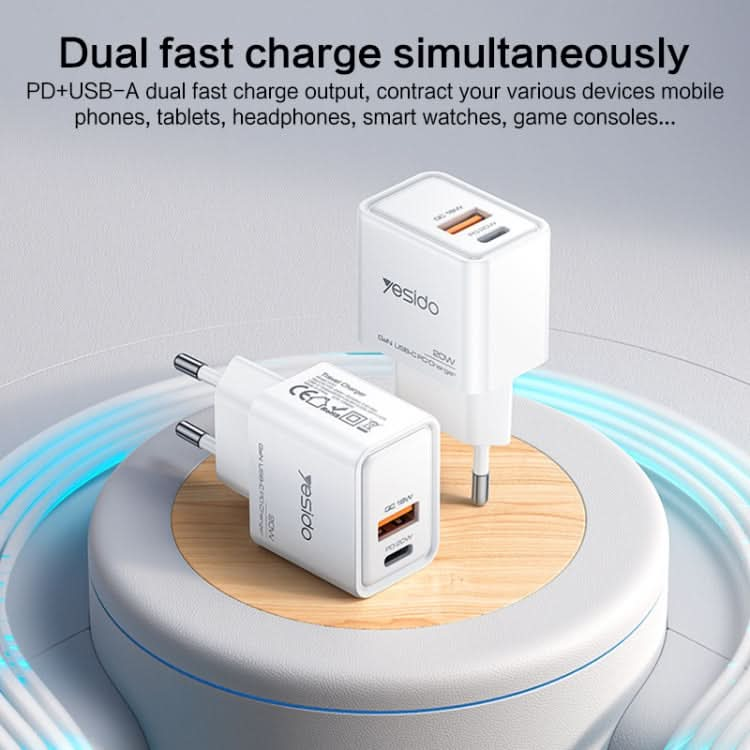 Yesido YC61 PD20W Dual Port Type-C GaN Charger, EU Plug