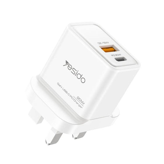 Yesido YC80 PD20W Dual Port Type-C GaN Charger, UK Plug