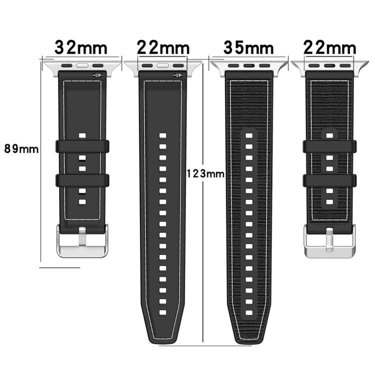 Ordinary Buckle Hybrid Nylon Braid Silicone Watch Band, Series 1