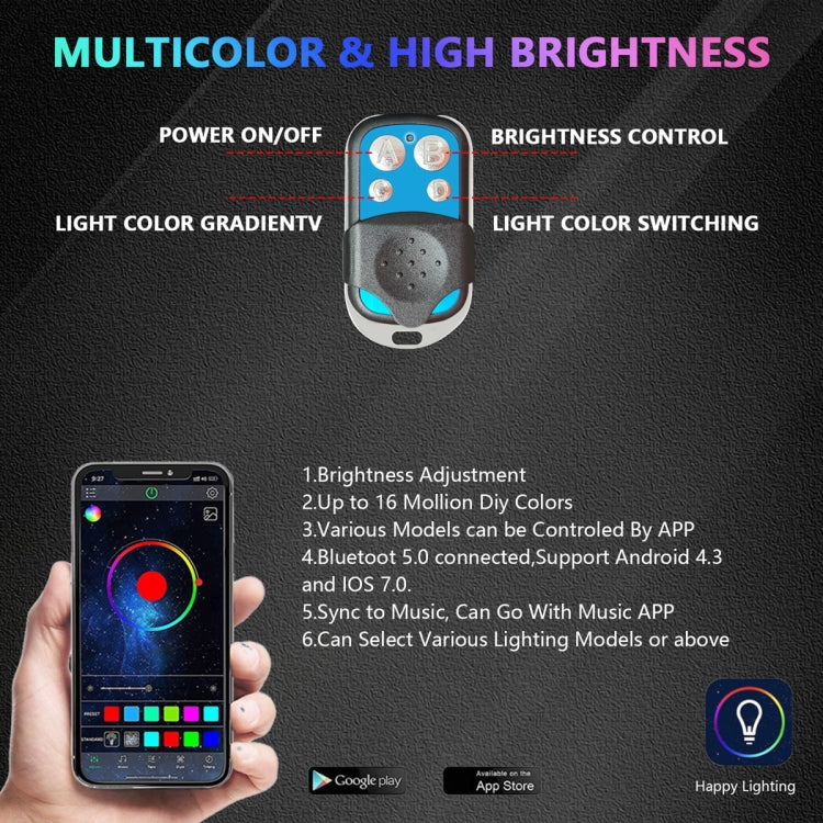 G6 RGB Colorful Car Chassis Light LED Music Atmosphere Light With 4-Button Remote Control ÎҵÄÉ̵ê