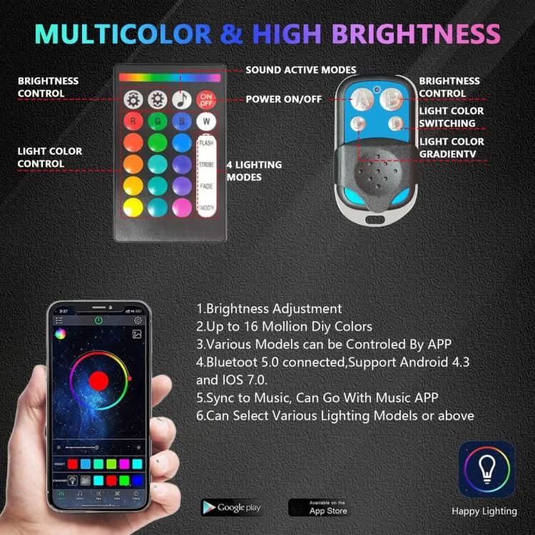 G6 RGB Colorful Car Chassis Light LED Music Atmosphere Light With Dual Control Remote Control ÎҵÄÉ̵ê