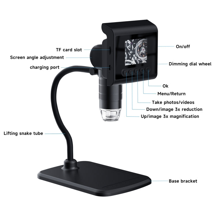 P190 1000X Desktop HD Digital Microscope with 2.4 inch Screen Reluova