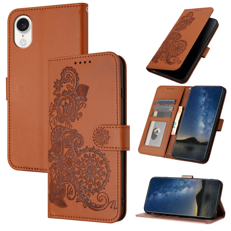 Datura Flower Embossed Flip Leather Phone Case, Series 1