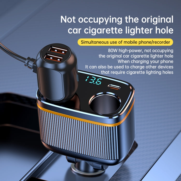 C27 6 in 1 PD45W Type-Cx2+USBx2 Car Cigarette Lighter Fast Charging Charger