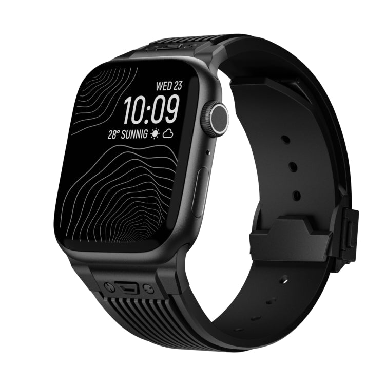 Vertical Texture Black Buckle Elastic Silicone Watch Band, Series 1