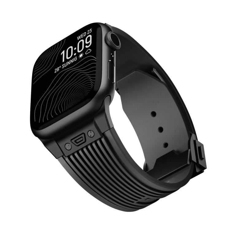 Vertical Texture Black Buckle Elastic Silicone Watch Band, Series 3