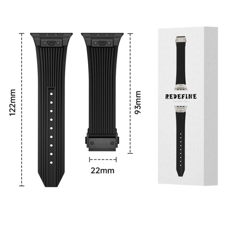 Vertical Texture Black Buckle Elastic Silicone Watch Band, Series 1