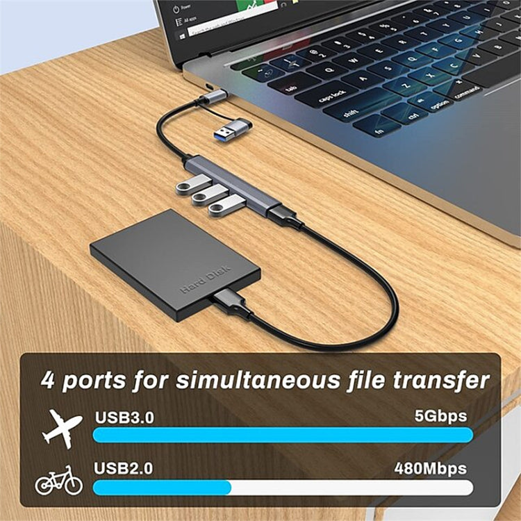 809-A 6 in 1 USB+Type-C to USB Multifunctional Docking Station HUB Adapter