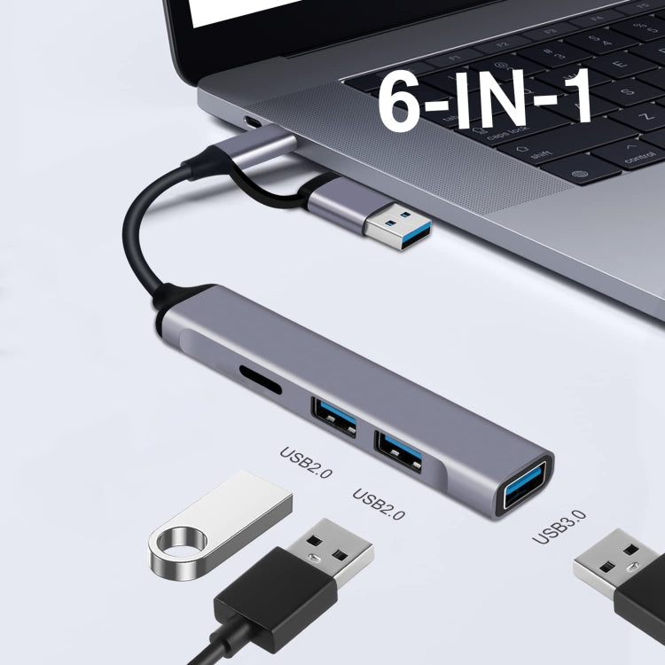 809-C 6 in 1 USB+Type-C to USB Multifunctional Docking Station HUB Adapter My Store