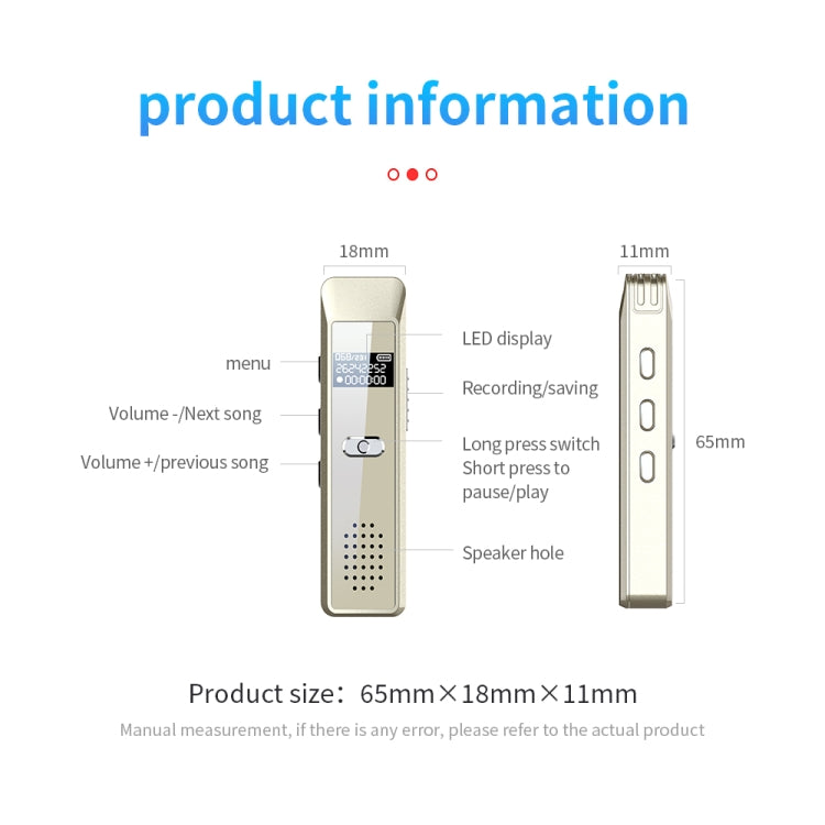 JNN Q7 Mini Portable Voice Recorder with OLED Screen