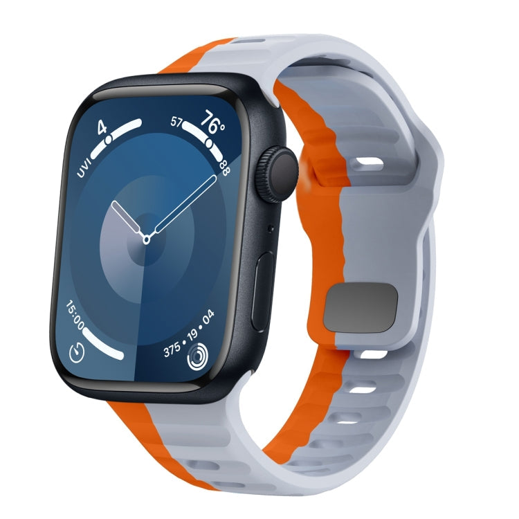 Wave Texture Reverse Buckle Silicone Watch Band, Series 9