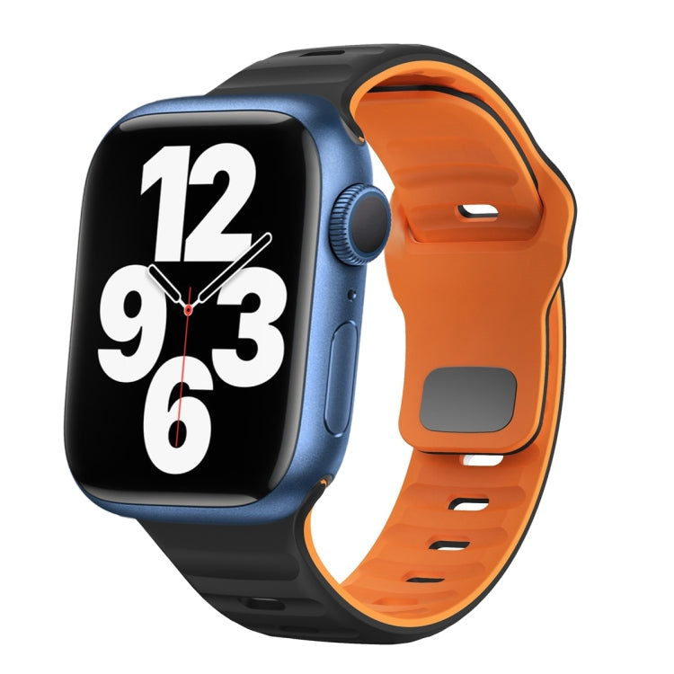 Wave Texture Reverse Buckle Silicone Watch Band, Series 3