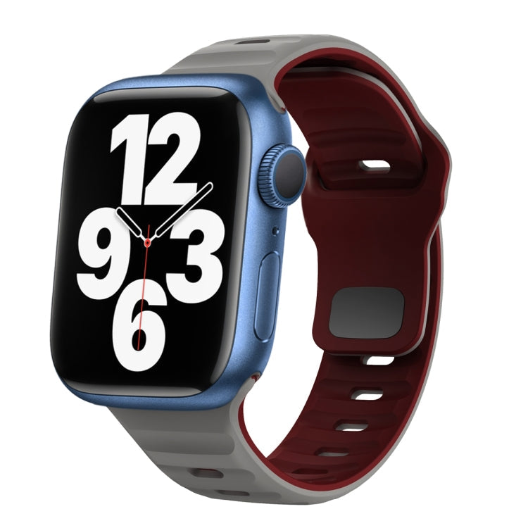 Wave Texture Reverse Buckle Silicone Watch Band, Series 3