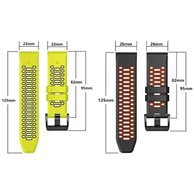 Three Rows Hole Two Color Silicone Watch Band