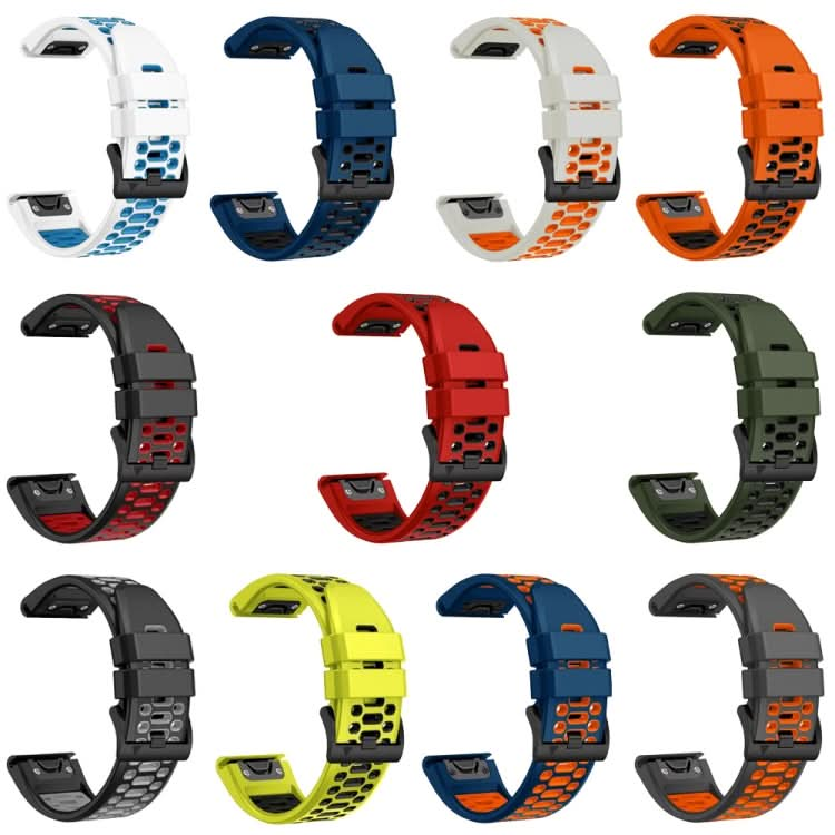 Three Rows Hole Two Color Silicone Watch Band