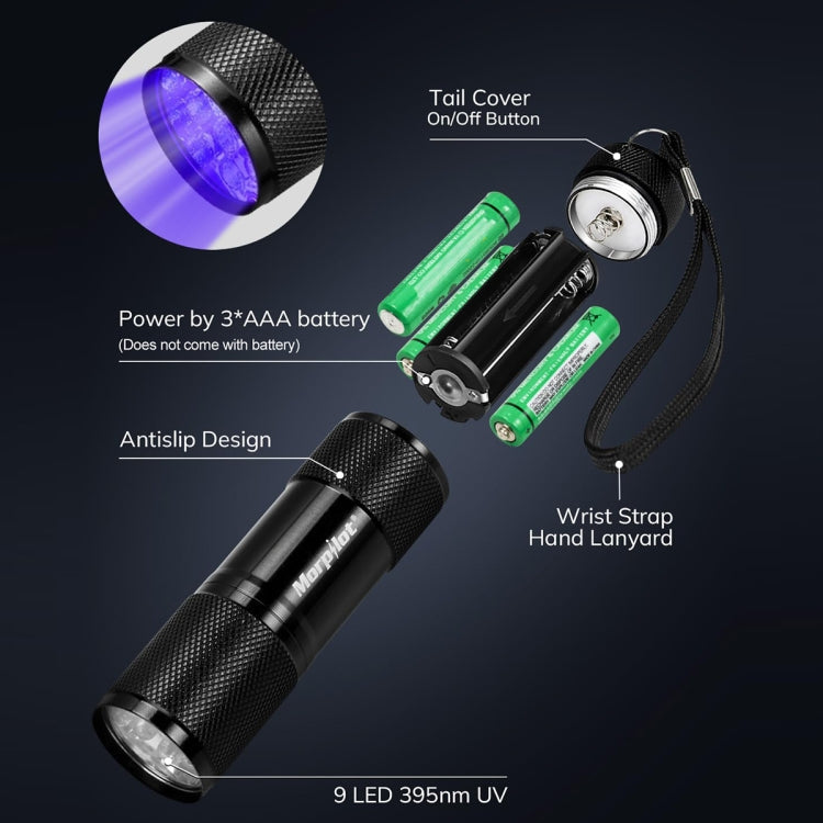 Mini 9 LEDs 395nm Ultraviolet Ray Detection Flashlight My Store