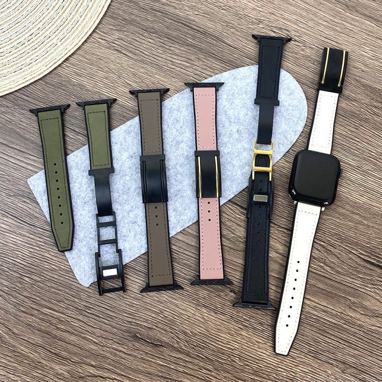 Trapezoid Fold Magnetic Buckle Silicone PU Watch Band, Series 1