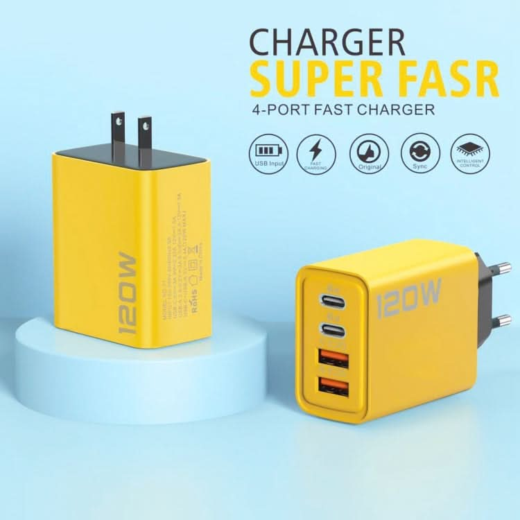 KO-71 120W Dual PD Type-C + Dual QC3.0 USB Multi Ports Charger