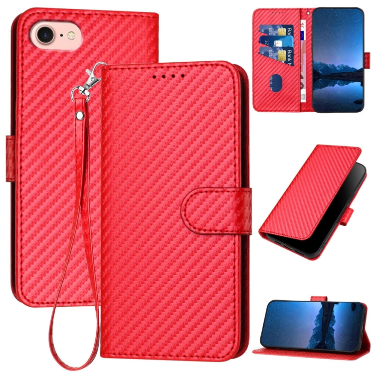 YX0070 Carbon Fiber Buckle Leather Phone Case with Lanyard, Series 5