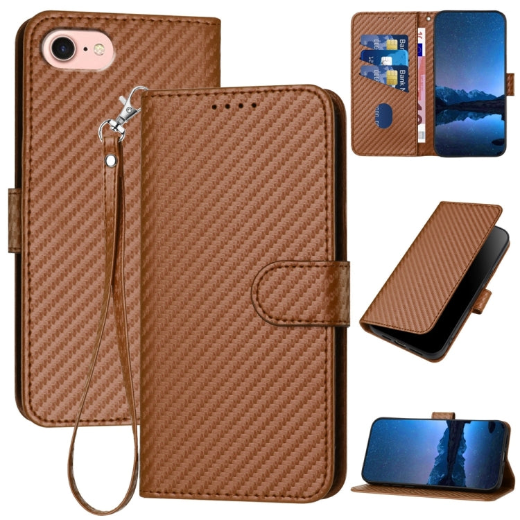 YX0070 Carbon Fiber Buckle Leather Phone Case with Lanyard, Series 5