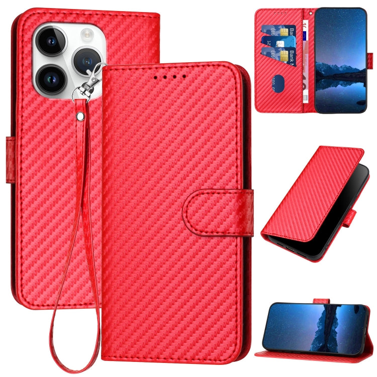 YX0070 Carbon Fiber Buckle Leather Phone Case with Lanyard, Series 7