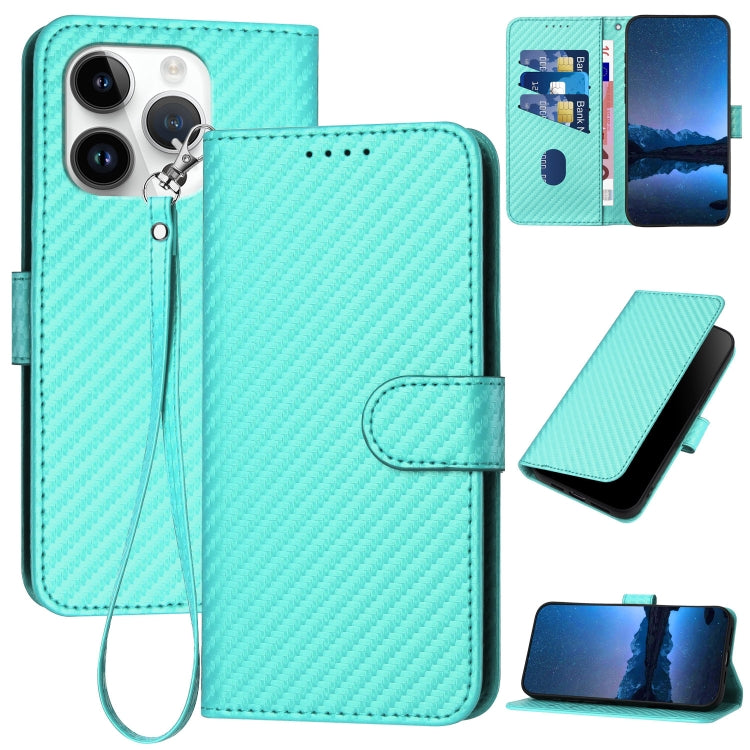 YX0070 Carbon Fiber Buckle Leather Phone Case with Lanyard, Series 7