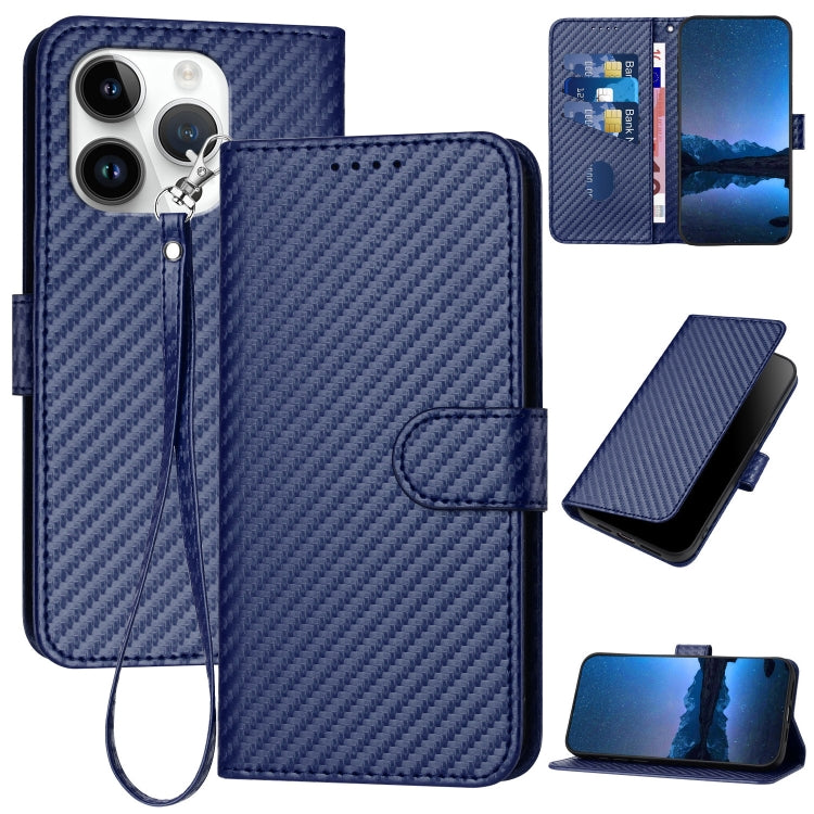 YX0070 Carbon Fiber Buckle Leather Phone Case with Lanyard, Series 7